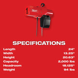 Elevadoras de cadena eléctricas de 1 tonelada Milwaukee 9566 - imagen 3
