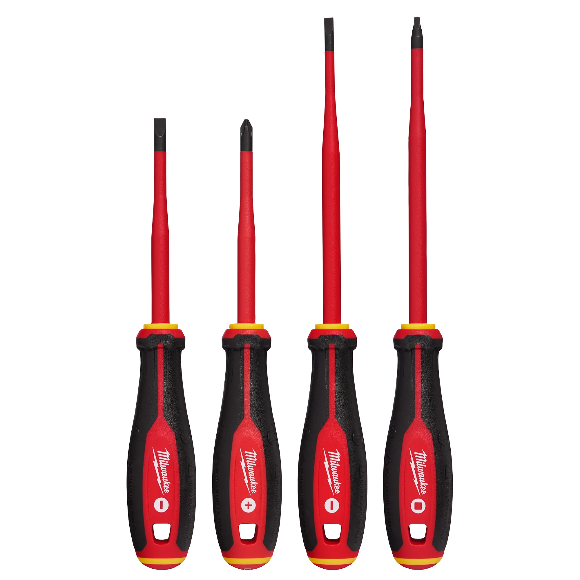 Juego de 4 piezas de destornilladores de punta delgada con aislamiento para 1000 V Milwaukee 48-22-2219