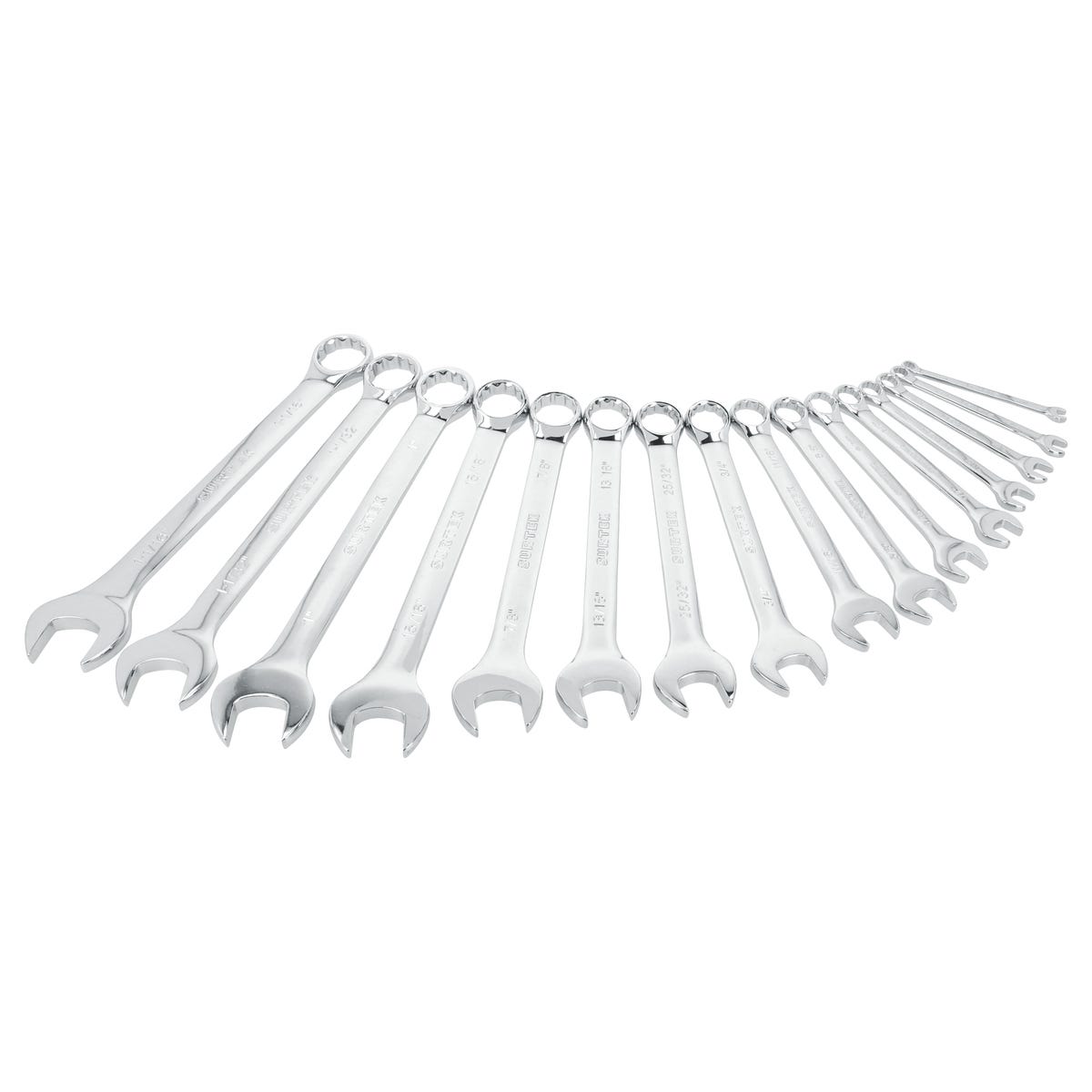 Juego de llaves combinadas pulido espejo métricas, 12 puntas, 16 piezas en rack Surtek 1051MR