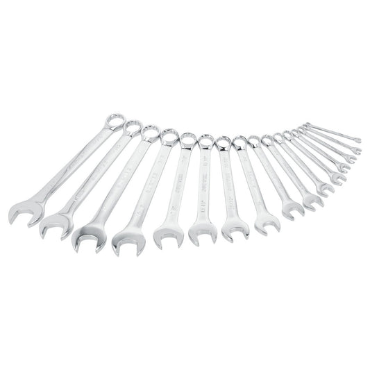 Juego de llaves combinadas pulido espejo métricas, 12 puntas, 16 piezas en rack Surtek 1051MR