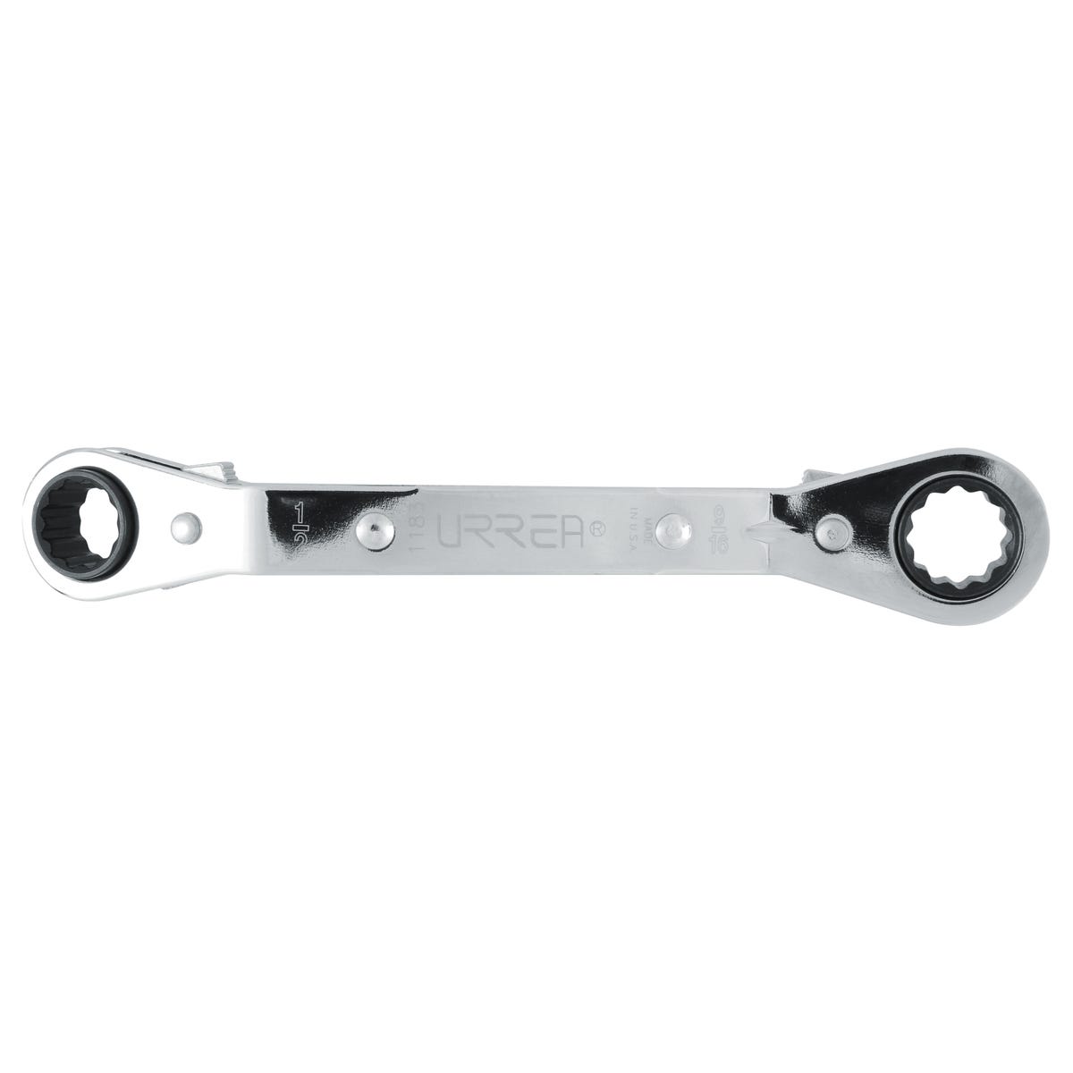 Llave de estrías pulido espejo acodada de matraca en pulgadas, 12 puntas, 1/2" x 9/16" Urrea 1183 - imagen 3