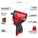 Llave de impacto corta M12 FUEL™ de 1/2" con retención de pasador Milwaukee 2563P-20 - imagen 3