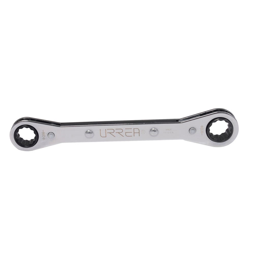 Llave de estrías pulido espejo plana de matraca en pulgadas, 12 puntas, 5/8" x 3/4" Urrea 1195