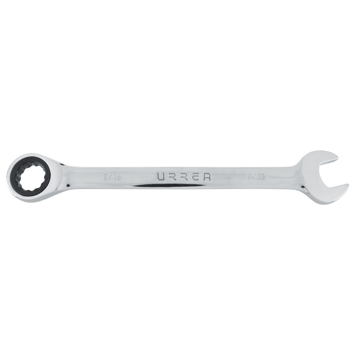 Llave combinada pulido espejo de matraca en pulgadas, 12 puntas, 9/16" Urrea 1218CM