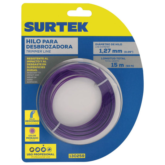 Nailon redondo para desbrozadora en blíster, 1.27 mm x 15 m Surtek 130259 – imagen 2