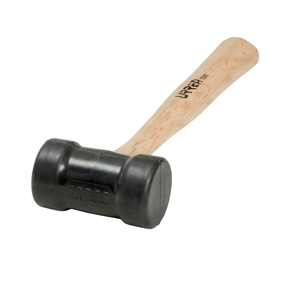 Mazo con cabeza de hule negro con mango de madera 12-3/8", 8 oz Urrea 1366
