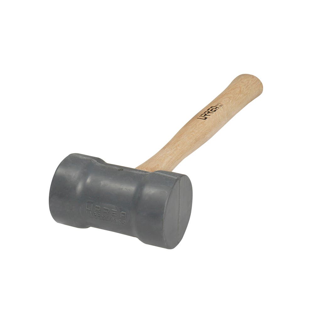 Mazo con cabeza de hule gris con mango de madera 16", 22 oz Urrea 1368G