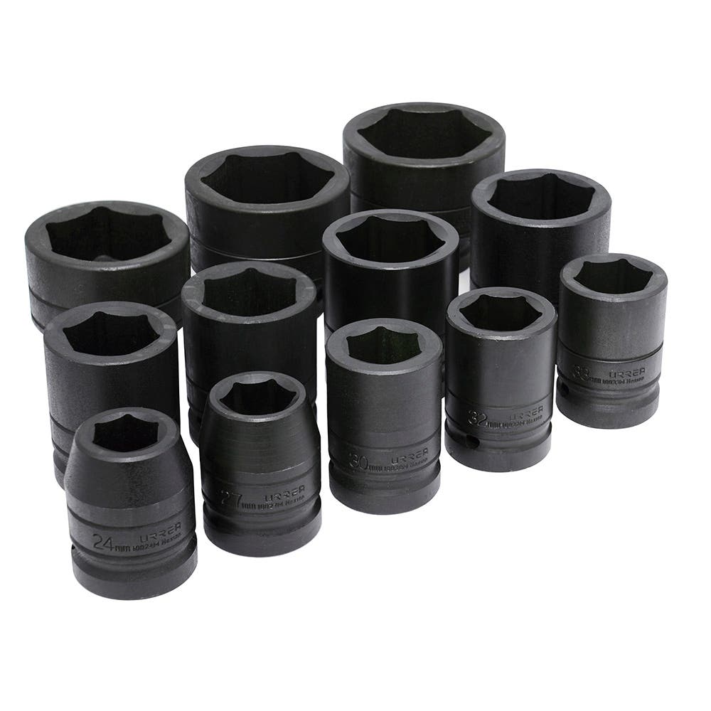 Juego de dados de impacto cuadro de 1", 6 puntas, métricos, 12 piezas Urrea 15201