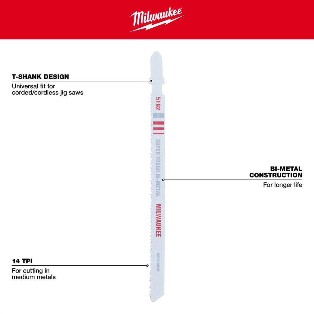 Hoja bimetálica de 5-1/4" y 14 TPI para sierra caladora (paquete de 5 unidades) Milwaukee 48-42-5192 - imagen 5