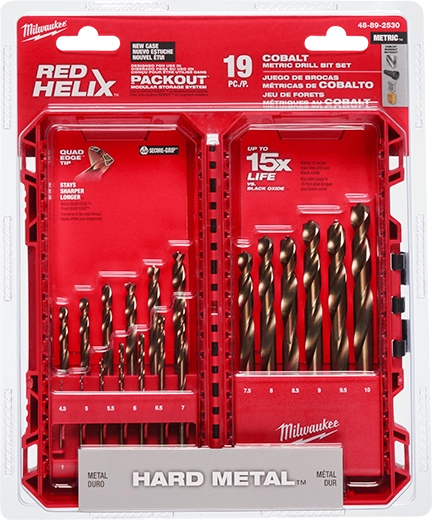 Juego de brocas de cobalto métricas RED HELIX™ de 19 piezas Milwaukee 48-89-2530 - imagen 2