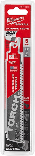 Paquete de 5 unidades de The TORCH™ con DIENTES DE CARBURO 7T 6L Milwaukee 48-00-5501