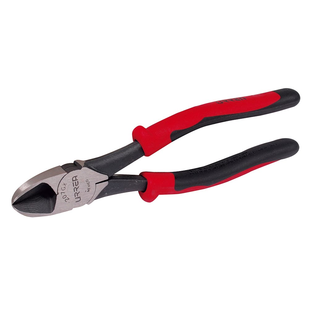 Pinza para electricista con mango bimaterial corte diagonal alta palanca de 7-3/4" Urrea 207GX