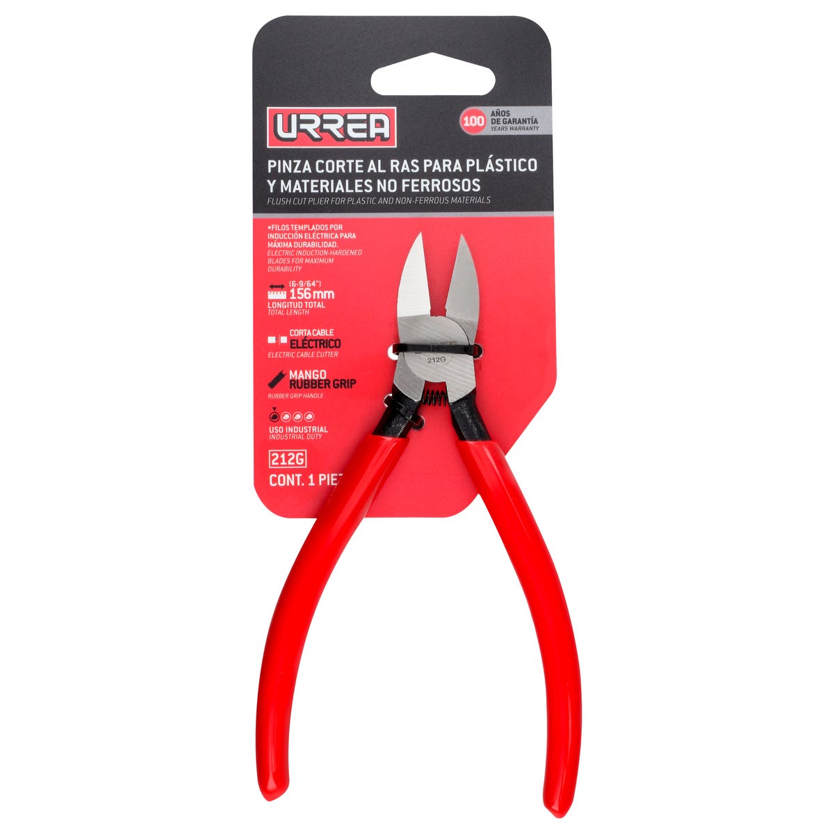 Pinza corte al ras para plástico y materiales no ferroso con mango rubber grip 6" Urrea 212G - imagen 4