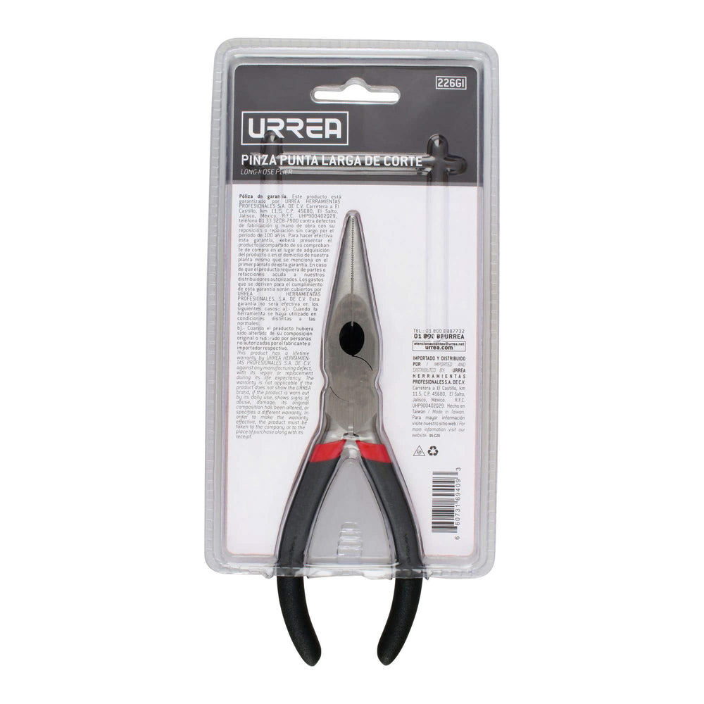 Pinza para electricista con mango rubber grip punta larga corte lateral de 6-3/4" Urrea 226GI - imagen 5