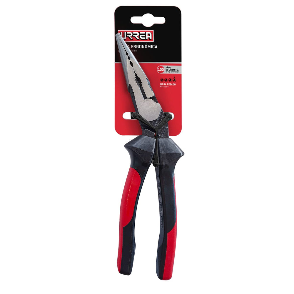 Pinza para electricista con mango bimaterial ergonómica alta palanca corte lateral de 8" Urrea 2292GE - imagen 3