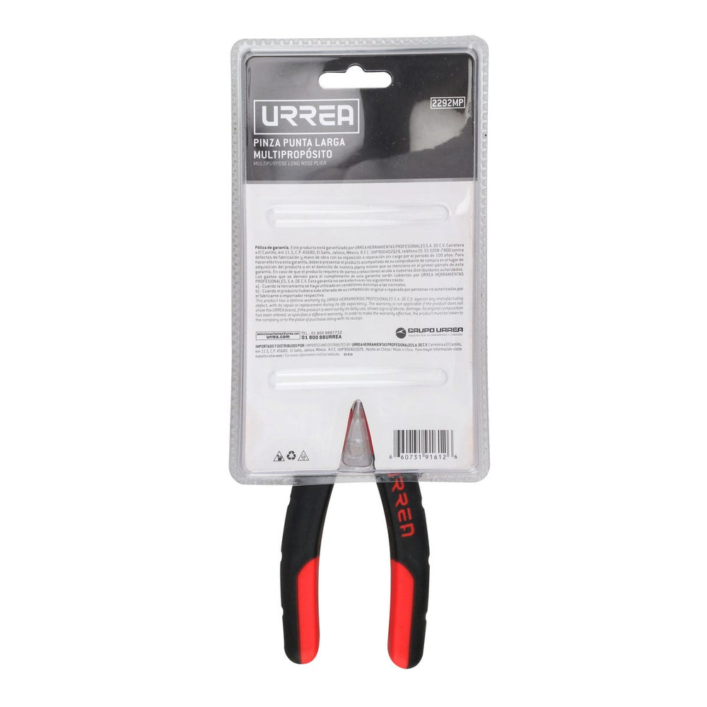 Pinza multipropósitos con mango bimaterial punta larga corte lateral de 8" Urrea 2292MP - imagen 6