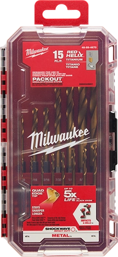 Juego de brocas de titanio SHOCKWAVE Impact Duty™ RED HELIX™ de 15 piezas Milwaukee 48-89-4670 - imagen 2