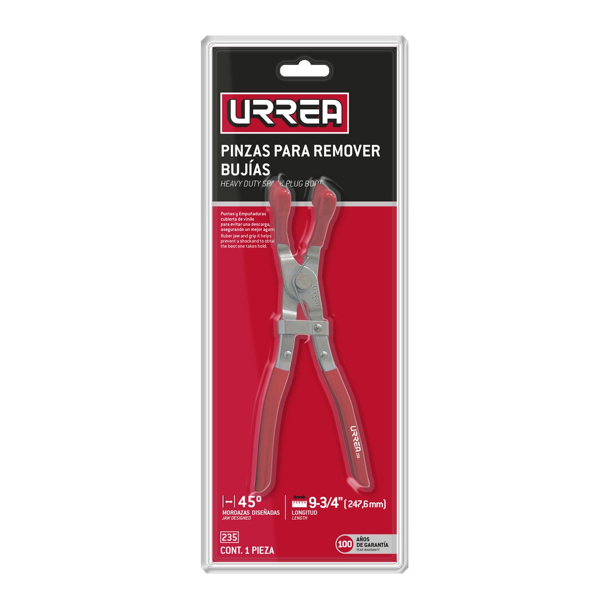Pinza para remover capuchones de bujías minimo de agarre 3/4" Urrea 235 - imagen 3