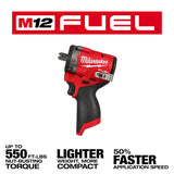 Llave de impacto corta M12 FUEL™ de 1/2" con retención de pasador Milwaukee 2563P-20 - imagen 2