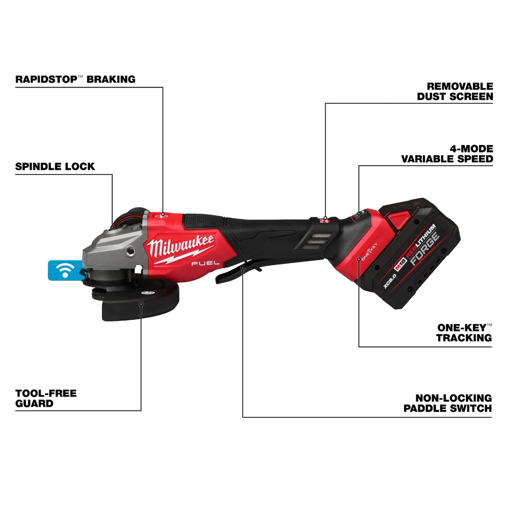 Kit de rectificadora con freno de velocidad variable M18 FUEL™ de 4-1/2"-6" con interruptor de paleta y ONE-KEY™ Milwaukee 3672-22 - imagen 4