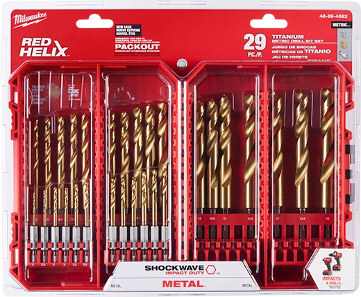 Juego de brocas de titanio métricas SHOCKWAVE Impact Duty™ RED HELIX™ de 29 piezas Milwaukee 48-89-4862 - imagen 3