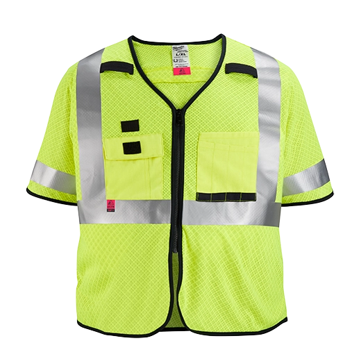 Chaleco de seguridad de malla amarilla de gran visibilidad clase 3 AR/FR Cat. 1, tallas 2XL/3XL Milwaukee 48-73-5223