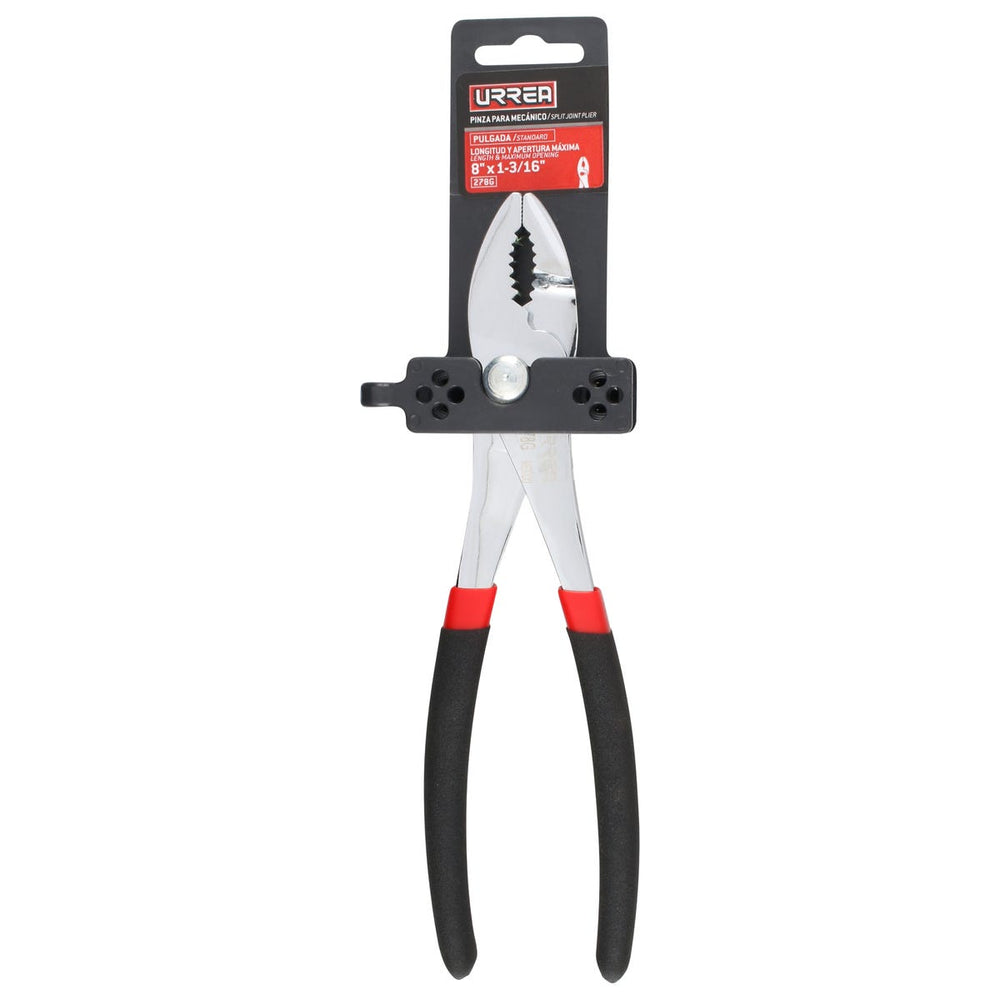Pinza para mecánico con mango rubber grip y botón de ajuste de 8" Urrea 278G - imagen 4