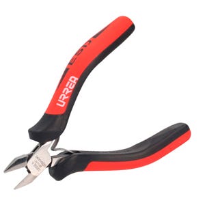 Pinza para electrónica con mango antiestático al ras corte diagonal de 4-1/2" Urrea 28141X