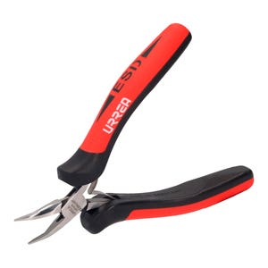Pinza para electrónica con mango antiestático punta curvada a 45° de 5" Urrea 28520X - imagen 2