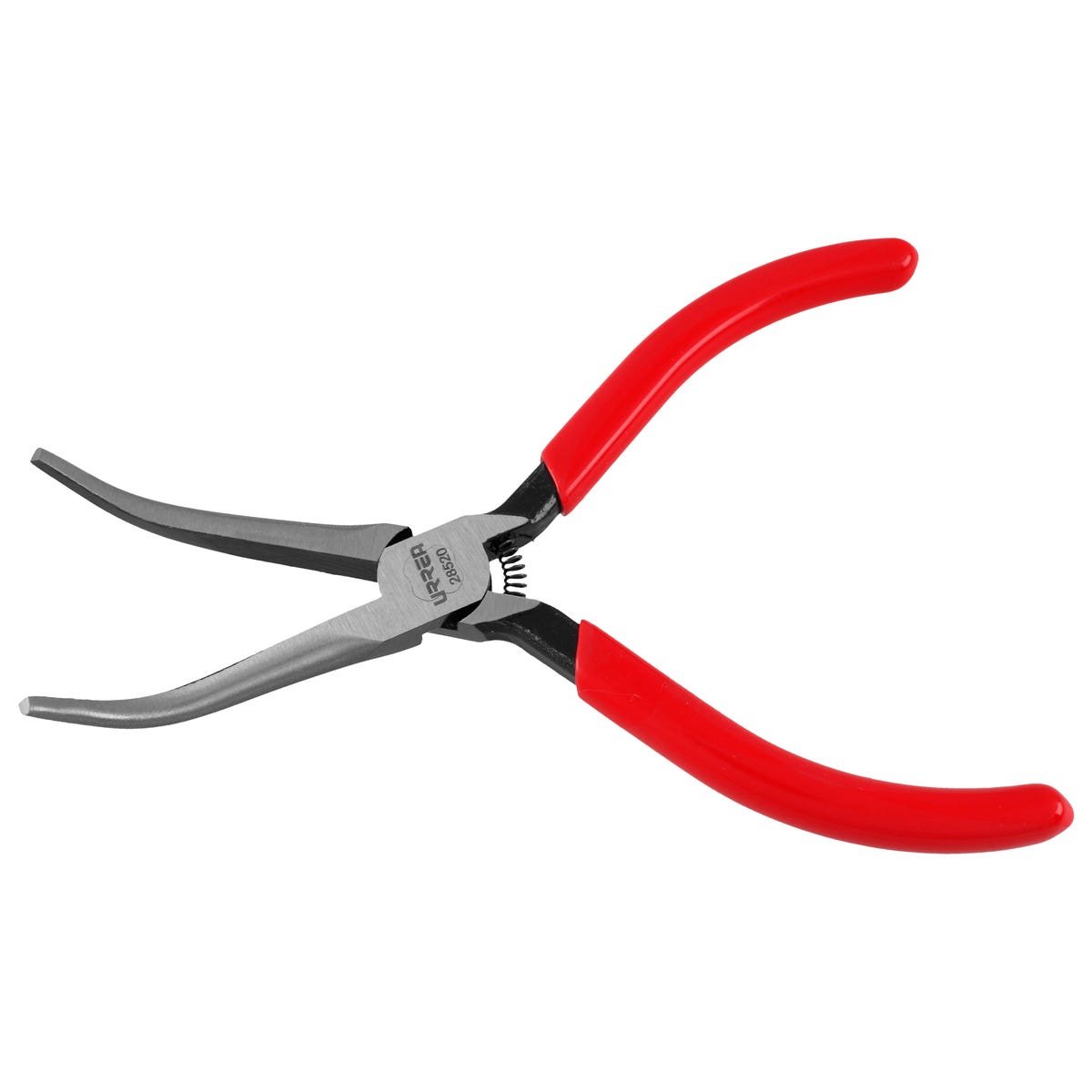 Pinza para electricista con mango rubber grip punta aguja lisa curva 45° de 5-11/32" Urrea 28520