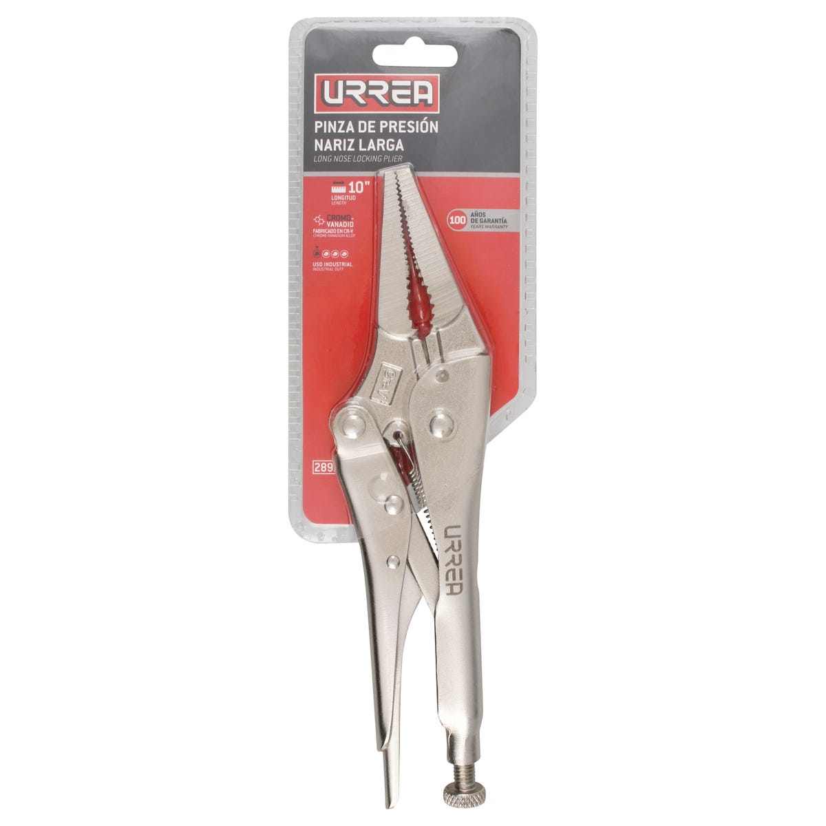 Pinza de presión cromada nariz larga de 10" Urrea 289LN - imagen 3