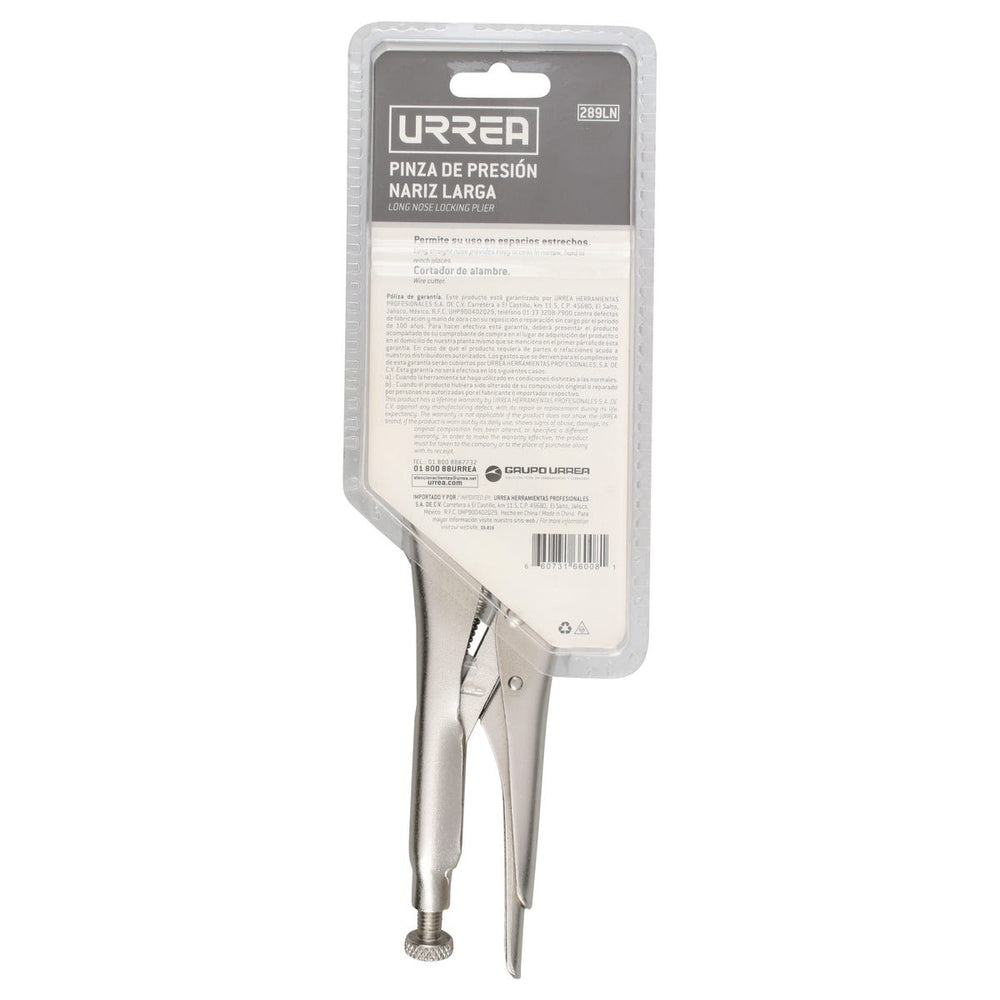 Pinza de presión cromada nariz larga de 10" Urrea 289LN - imagen 4