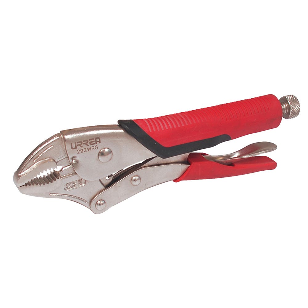Pinza de presión con mango bimaterial quijada curva de 10" Urrea 292WRG