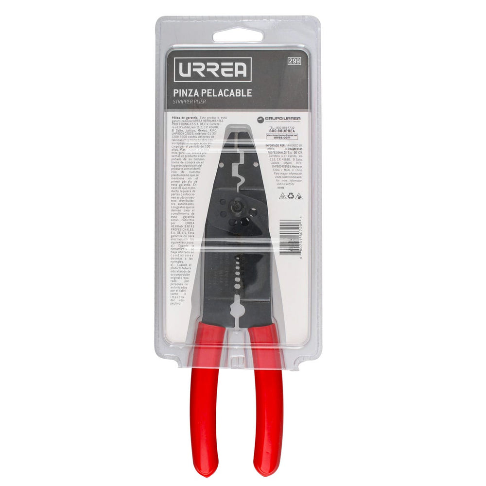 Pinza pelacable con mango air cushion 8-18 AWG poncha terminales, cta tornillos de 8-3/4" Urrea 299 - imagen 5