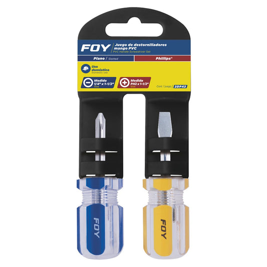 Juego de destornilladores con mango de PVC combinados tipo trompo, 2 piezas en blíster Foy 2DP42 – imagen 2