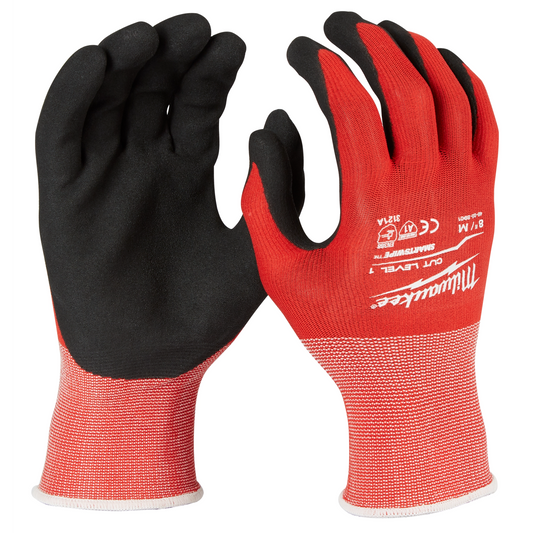 Guantes anticorte nivel 1 bañados en nitrilo M Milwaukee 48-22-8901