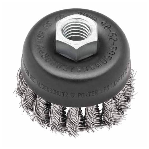 Cepillo de alambre anudado tipo copa de 3" - Acero inoxidable Milwaukee 48-52-5050