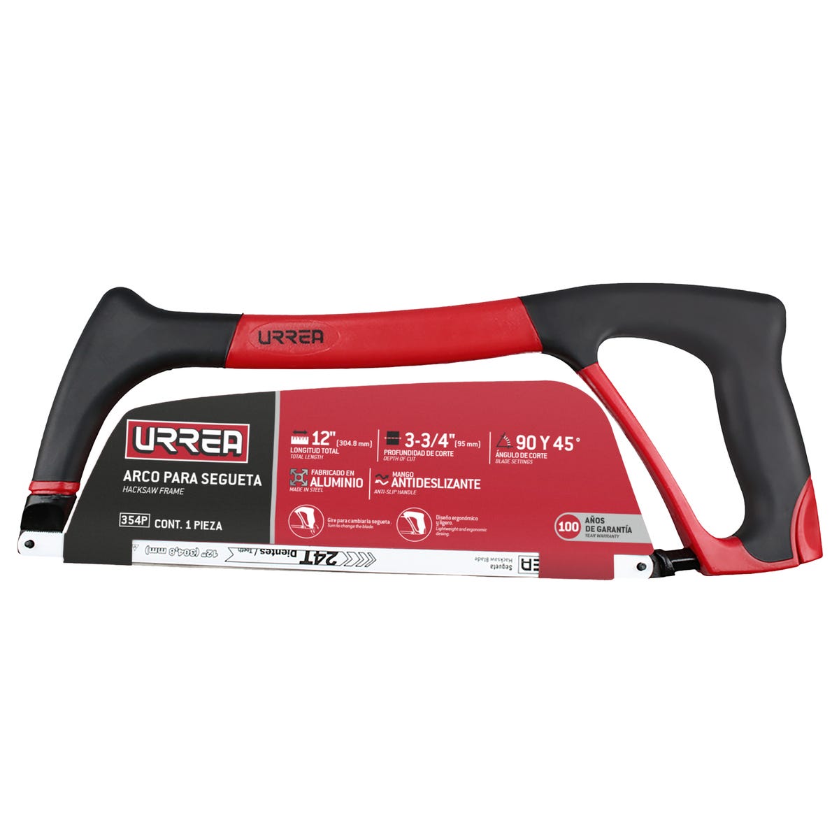 Arco de segueta ligero con mango bimaterial 12", 16" Urrea 354P - imagen 3