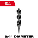Broca de barrena de cable flexible de 3/4” x 54" de MILWAUKEE® Milwaukee 48-13-8275 - imagen 2