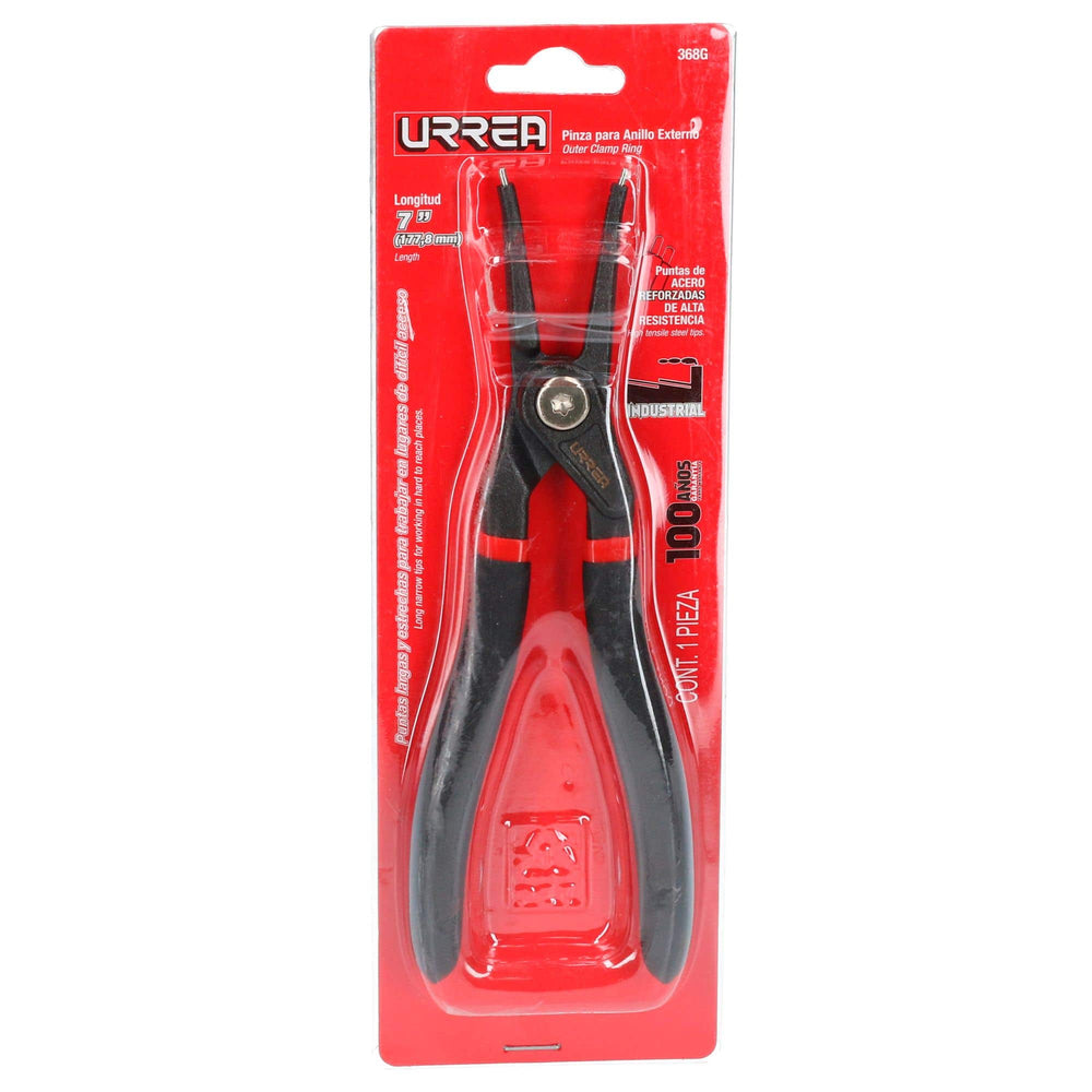 Pinza para anillos de retención con mango de vinil forjadas tipo externo ángulo de 0° Urrea 368G - imagen 3