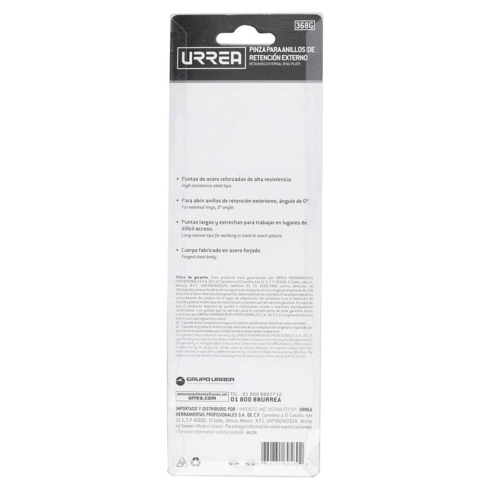 Pinza para anillos de retención con mango de vinil forjadas tipo externo ángulo de 0° Urrea 368G - imagen 5