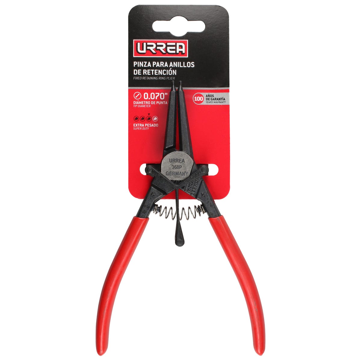 Pinza para anillos de retención con mango rubber grip forjadas tipo externo ángulo de 0° Urrea 368P - imagen 4