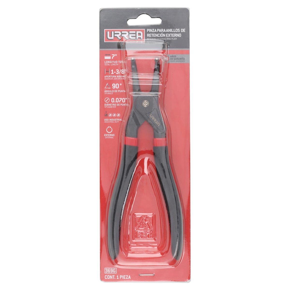 Pinza para anillos de retención con mango de vinil forjadas tipo externo ángulo de 9° Urrea 369G - imagen 4