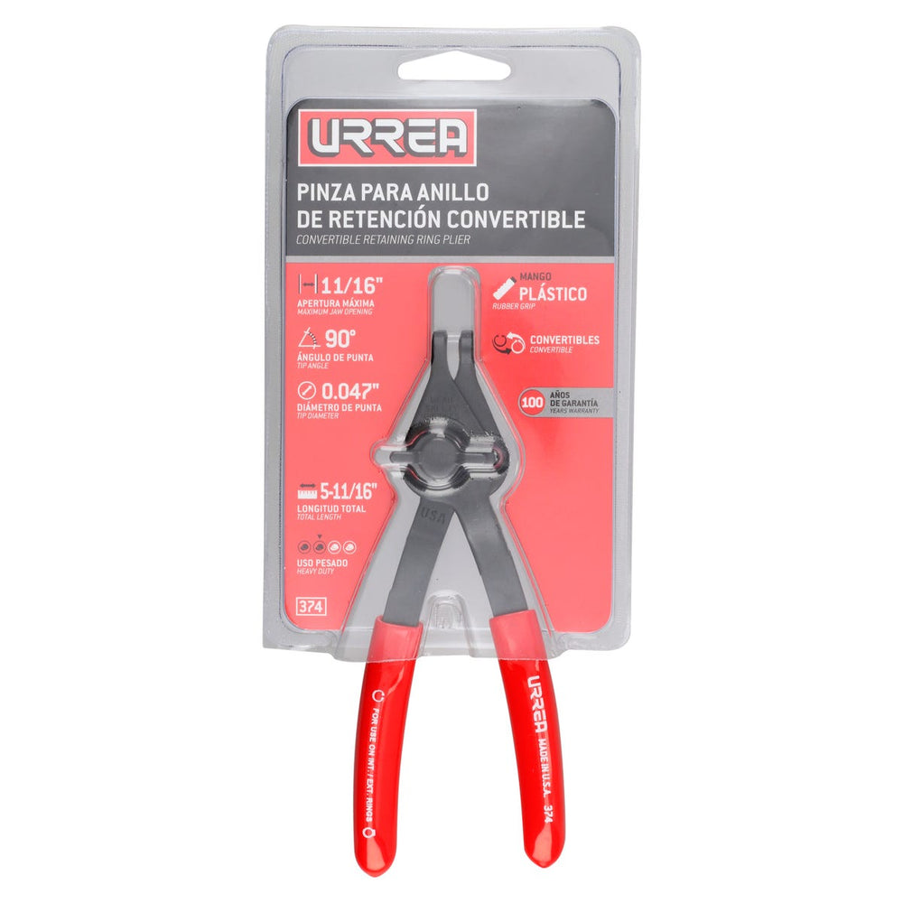 Pinza para anillos de retención convertibles con mariposa .047 ángulo de 90° Urrea 374 - imagen 4