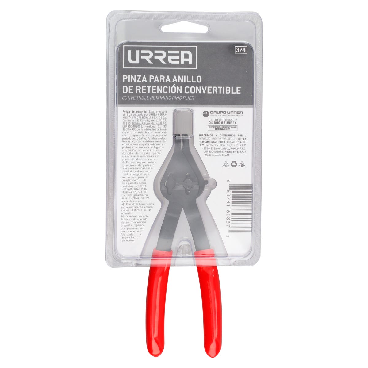 Pinza para anillos de retención convertibles con mariposa .047 ángulo de 90° Urrea 374 - imagen 5