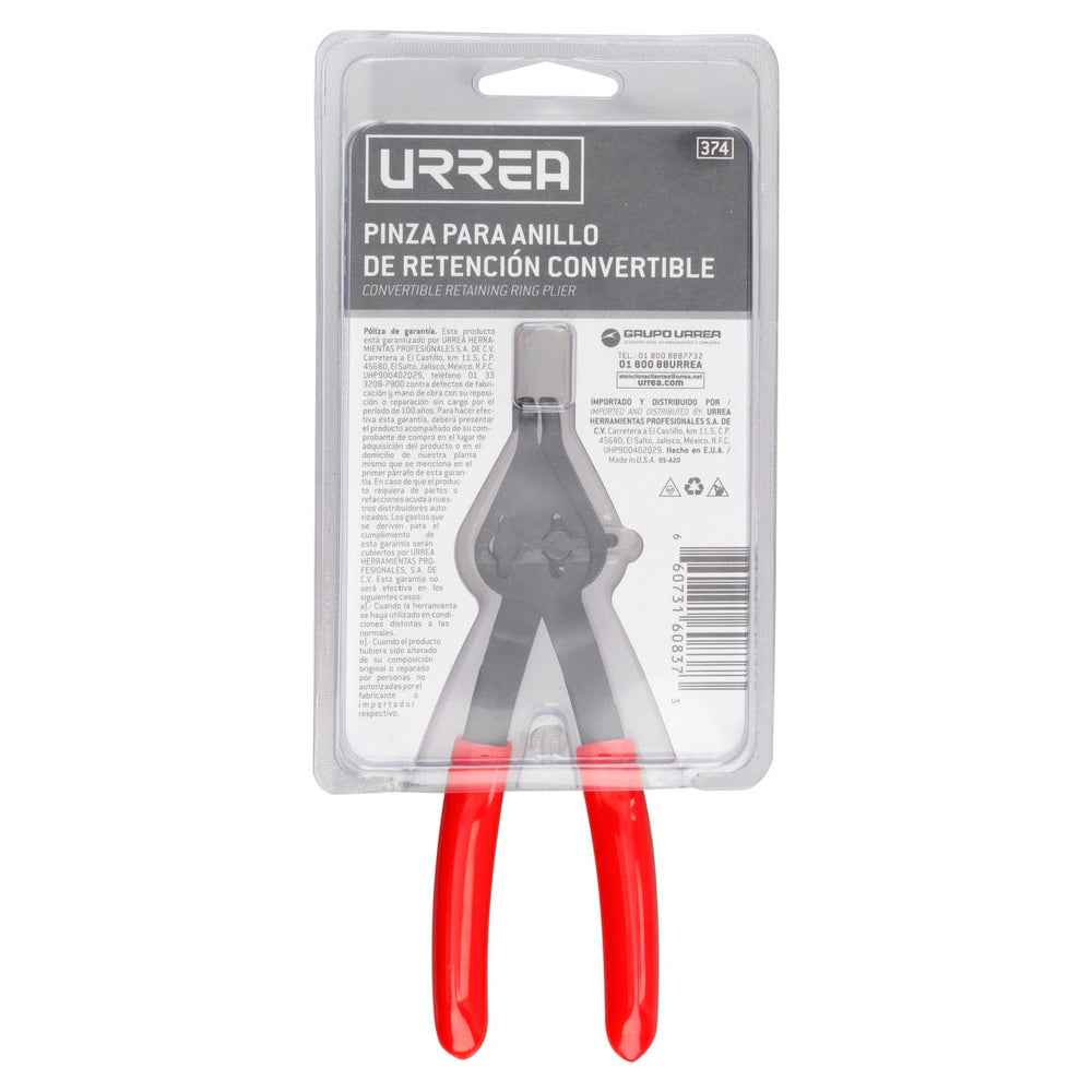 Pinza para anillos de retención convertibles con mariposa .047 ángulo de 90° Urrea 374 - imagen 5