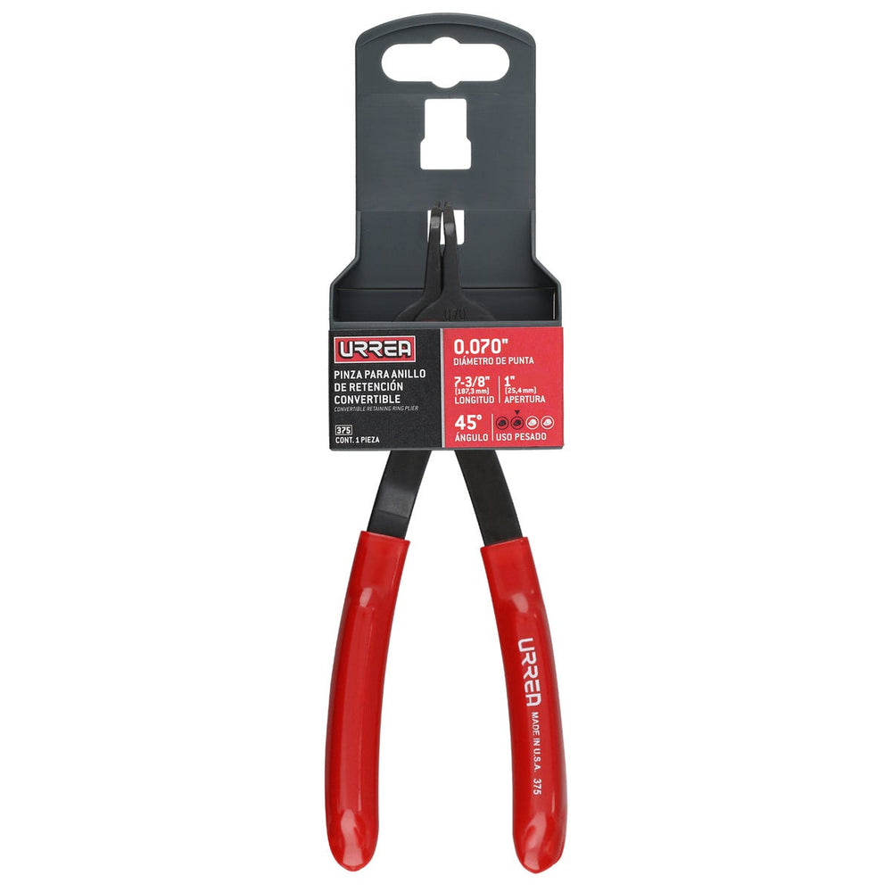 Pinza para anillos de retención convertibles con mariposa .070 ángulo de 45° Urrea 375 - imagen 3