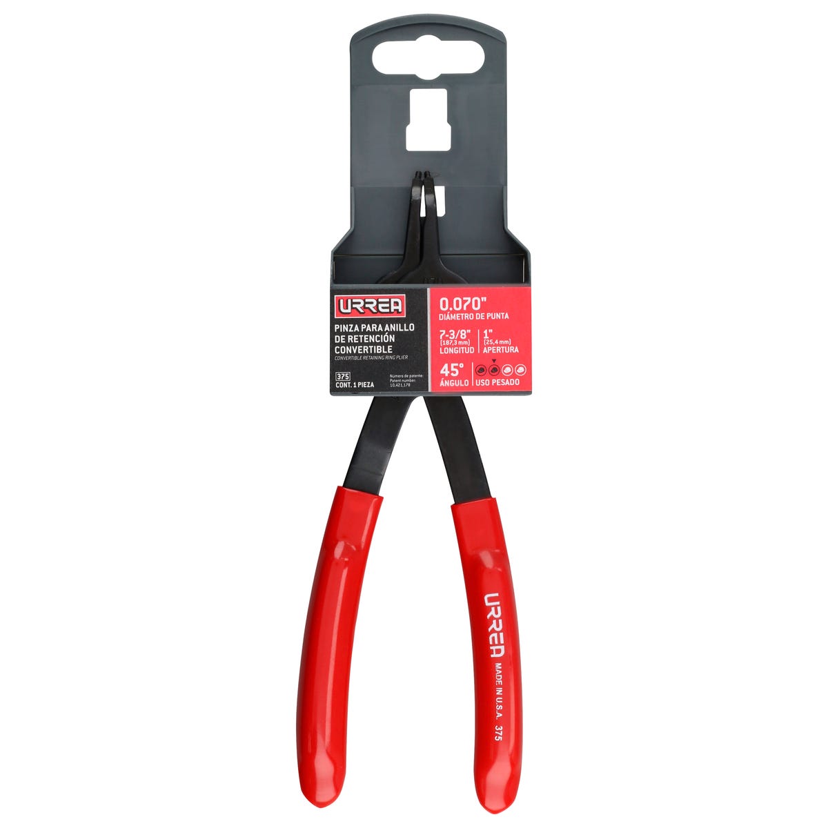 Pinza para anillos de retención convertibles con mariposa .070 ángulo de 45° Urrea 375 - imagen 4