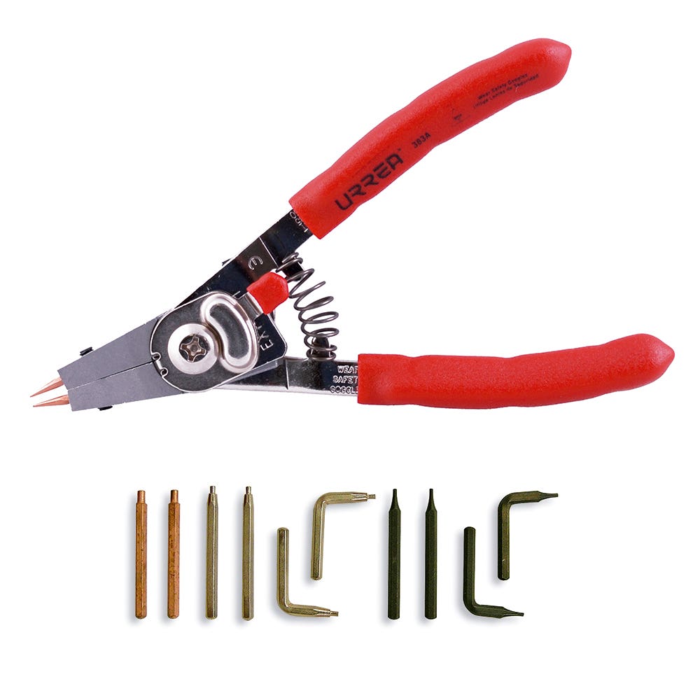 Pinza para anillos de retención con puntas intercambiables, 11 piezas Urrea 382