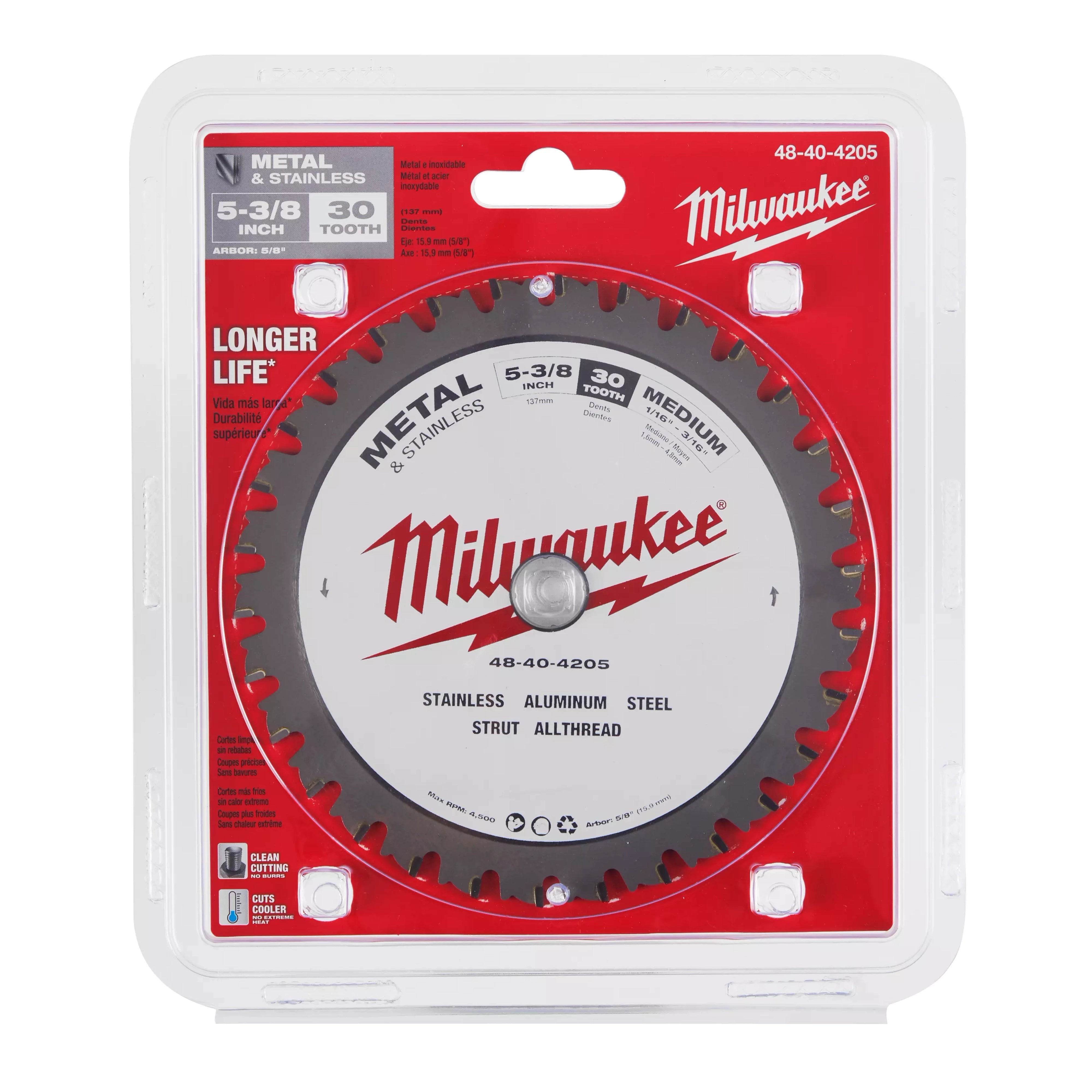 Mandril de 5/8" para hoja de sierra circular para cortar metal y acero inoxidable de 5-3/8" Milwaukee 48-40-4205 - imagen 4